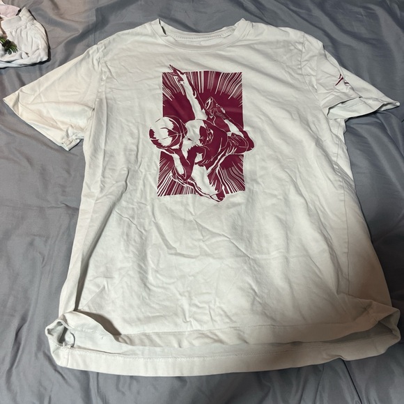 Jordan Men's T-Shirt - White with Maroon Graphic - Picture 1 of 2